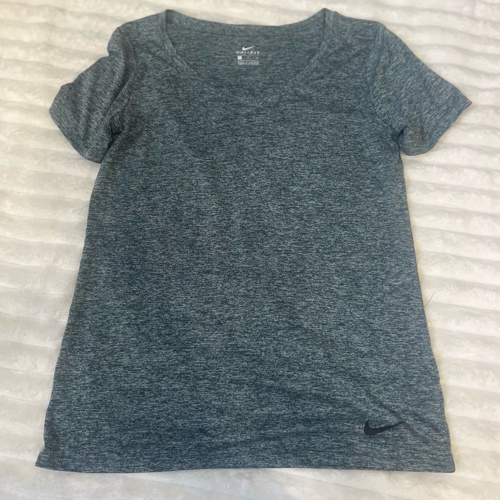 Nike Dri-FIT Heathered Green Gray Scoop Neck Tee Size Small  Training Shirt